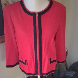 St. John Red Blazer with Black Accents